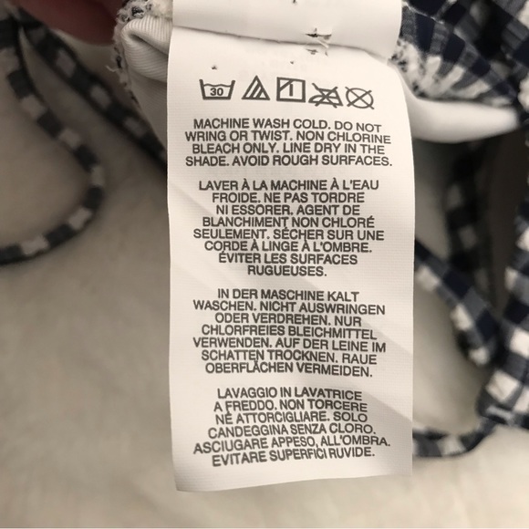 J.Crew Navy Blue Textured Seersucker Gingham One Piece Swimsuit Size 8 - Picture 13 of 15